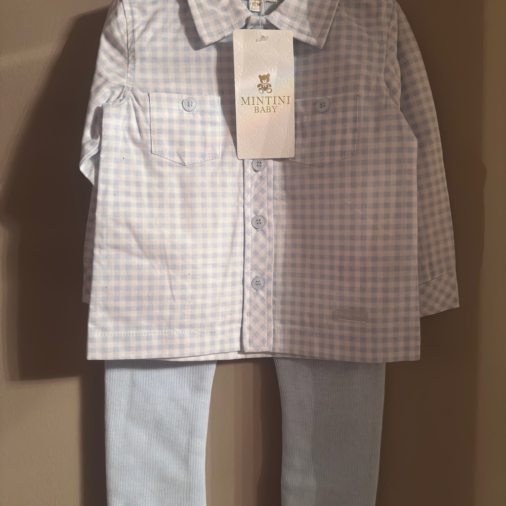 Mintini Baby Blue Checkered Outfit